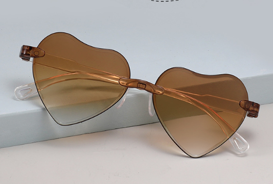 Fashion Heart Shape Women Sunglasses Brand Designer Lovely Rimless Sun Glasses For Female Vintage Pink Ladies Shades
