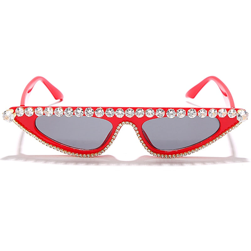 Cat Eye Sunglasses Women Luxury Diamond Sunglasses Men Small Glasses Ladies Vintage Rhinestone Sunglasses Retro Female