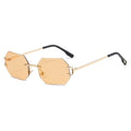 Fashion Ladies Sunglasses Rimless Octagon UV400 Frameless Gold Metal Rectangle Polygon Glasses for Men