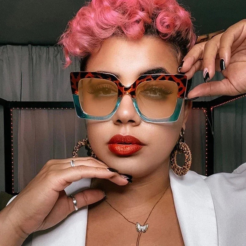 Oversized Pearl Cat Eye Sunglasses for Women – UV400 Alloy Frame