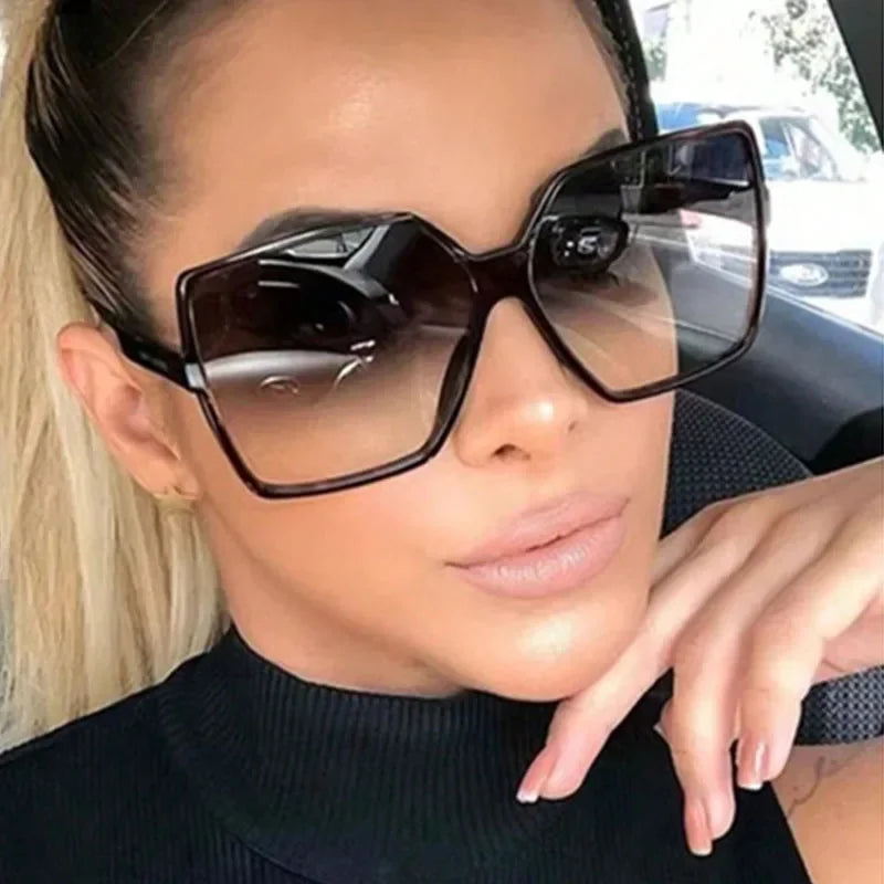 Oversize Square Sunglasses for Women – Luxury Gradient Black