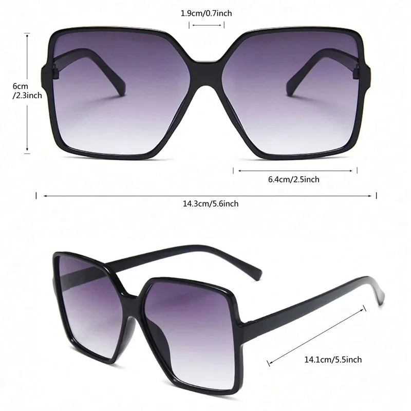 Oversize Square Sunglasses for Women – Luxury Gradient Black