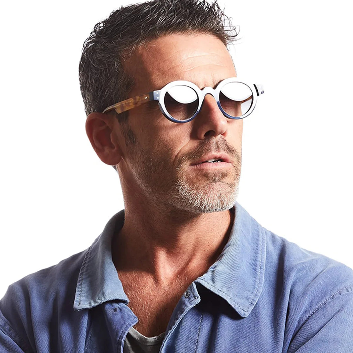 Round Punk Sunglasses – Double Color Retro Rivet Shades