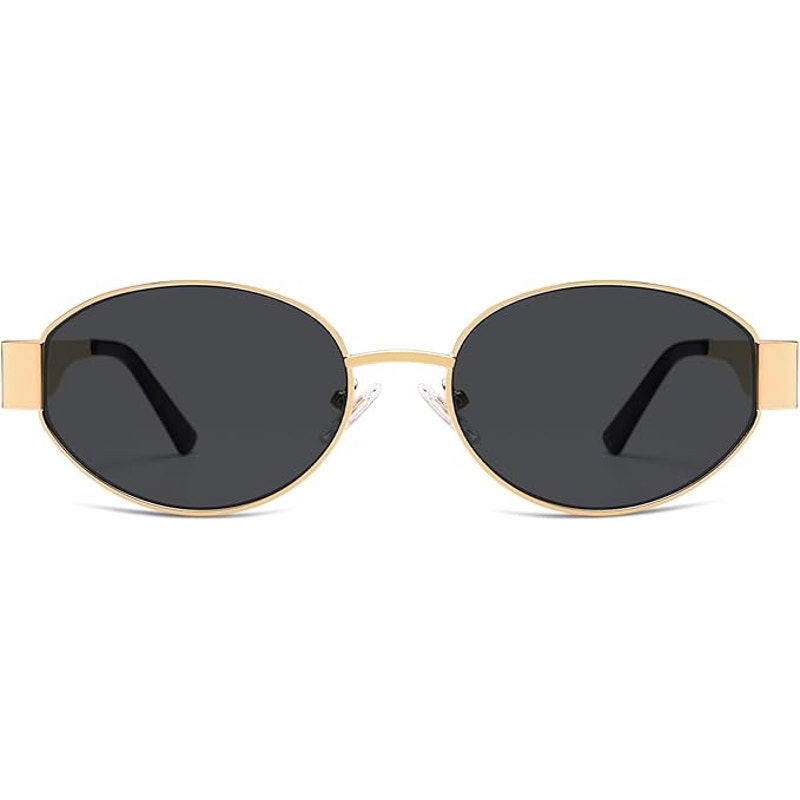 Sojos Womens Gold Frame Retro Oval UV 400 Protection Sunglasses Shades